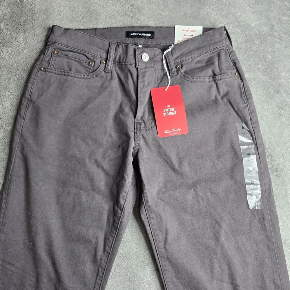 NWT Lucky Brand 363 Vintage Straight Pants Mens 28x32 Gray Advanced Stretch